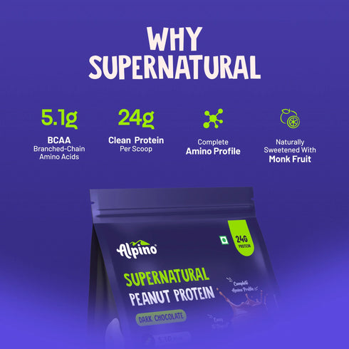 Alpino Supernatural Peanut Protein Powder Isolate Dark Chocolate - Protein