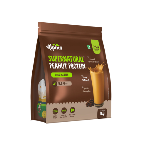 Alpino Supernatural Peanut Protein Powder Cold Coffee - Protein| & No Added Sugar|Gluten-Free|Vegan