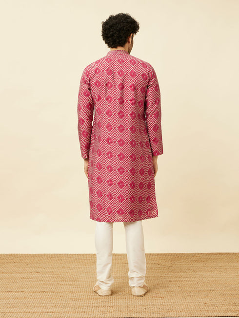 Manyavar Ruby Pink Harlequin Printed Kurta Set