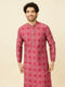 Manyavar Ruby Pink Harlequin Printed Kurta Set
