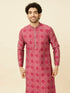 Manyavar Ruby Pink Harlequin Printed Kurta Set