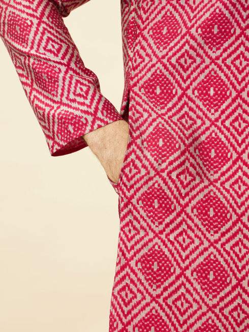 Manyavar Ruby Pink Harlequin Printed Kurta Set