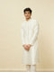 Manyavar Soft Cream Bandhgala Neckline Kurta Set