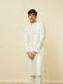 Manyavar Soft Cream Bandhgala Neckline Kurta Set