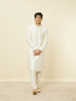 Manyavar Soft Cream Bandhgala Neckline Kurta Set
