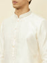 Manyavar Soft Cream Bandhgala Neckline Kurta Set