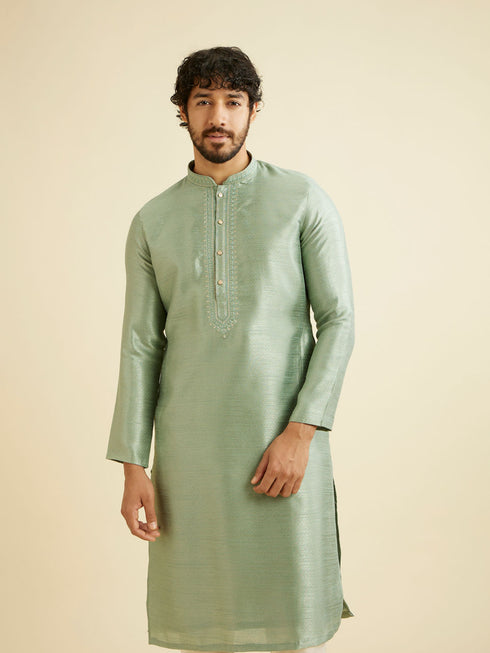 Manyavar Splendid Green Kurta Pajama