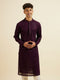 Manyavar Purple Self Patterned Mirror Work Kurta Set