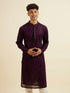 Manyavar Purple Self Patterned Mirror Work Kurta Set
