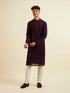 Manyavar Purple Self Patterned Mirror Work Kurta Set