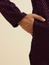 Manyavar Purple Self Patterned Mirror Work Kurta Set