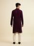 Manyavar Purple Self Patterned Mirror Work Kurta Set