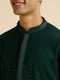 Manyavar Dark Green Self Patterned Mirror Work Kurta Set