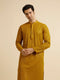 Manyavar Mustard Self Patterned Mirror Work Kurta Set