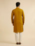 Manyavar Mustard Self Patterned Mirror Work Kurta Set