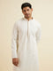 Manyavar Warm White Self Patterned Mirror Work Kurta Set