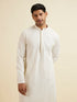Manyavar Warm White Self Patterned Mirror Work Kurta Set