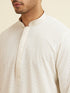 Manyavar Warm White Self Patterned Mirror Work Kurta Set