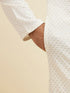 Manyavar Warm White Self Patterned Mirror Work Kurta Set