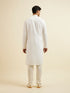 Manyavar Warm White Self Patterned Mirror Work Kurta Set