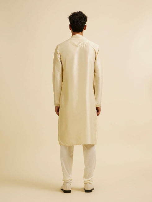 Manyavar Beige Buta Embroidered Kurta Set