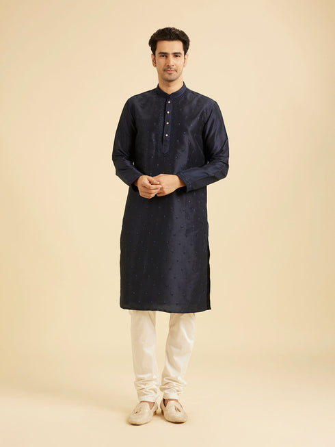 Manyavar Regal Dark Blue Kurta Pajama Set