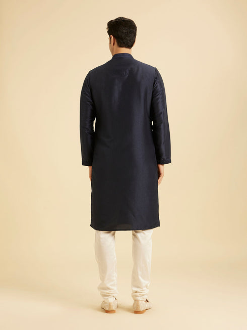 Manyavar Regal Dark Blue Kurta Pajama Set