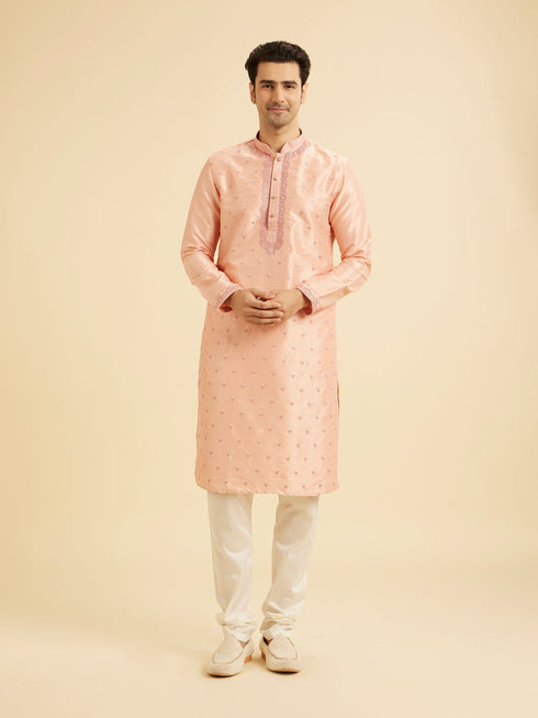 Manyavar Peach Elegance Kurta Pajama