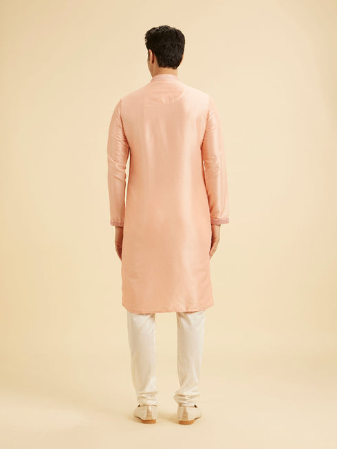 Manyavar Peach Elegance Kurta Pajama
