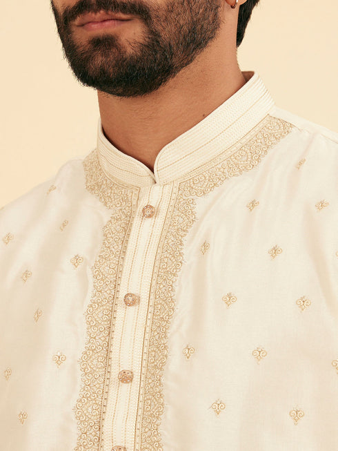 Manyavar Radiant Cream Kurta Pajama