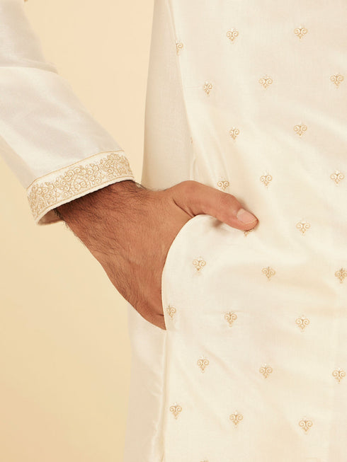 Manyavar Radiant Cream Kurta Pajama