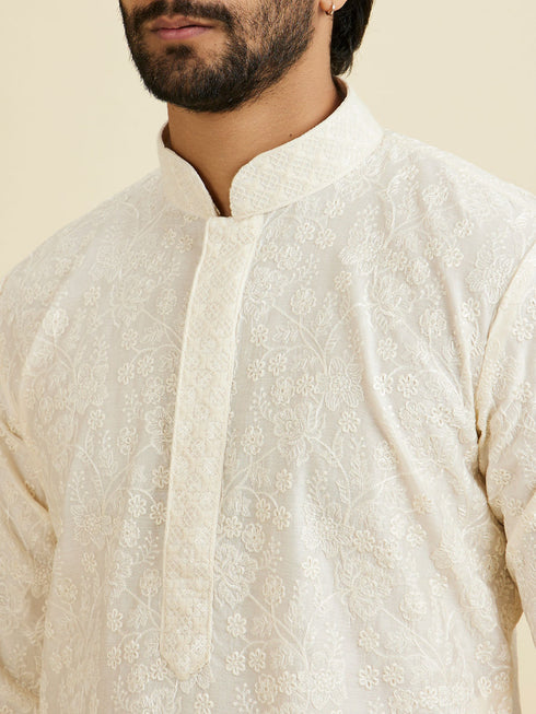 Manyavar Ethereal Cream Kurta Dhoti Set