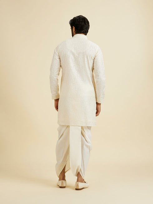 Manyavar Ethereal Cream Kurta Dhoti Set