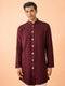 Manyavar Intricate Wine Kurta Pajama Set