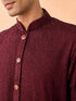 Manyavar Intricate Wine Kurta Pajama Set