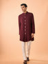 Manyavar Intricate Wine Kurta Pajama Set