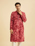 Manyavar Maroon Spandex Elegance Kurta Pajama
