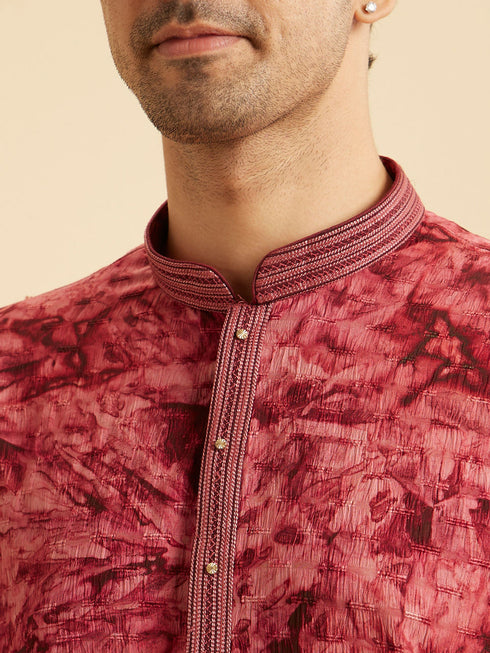 Manyavar Maroon Spandex Elegance Kurta Pajama