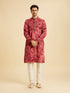 Manyavar Maroon Spandex Elegance Kurta Pajama