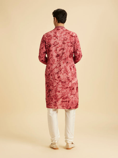 Manyavar Maroon Spandex Elegance Kurta Pajama