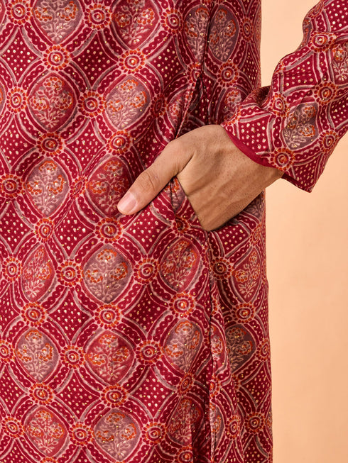 Manyavar Marvelous Maroon Kurta Pajama