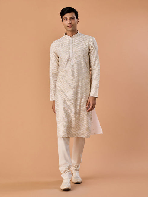 Manyavar Ethereal White Kurta Pajama