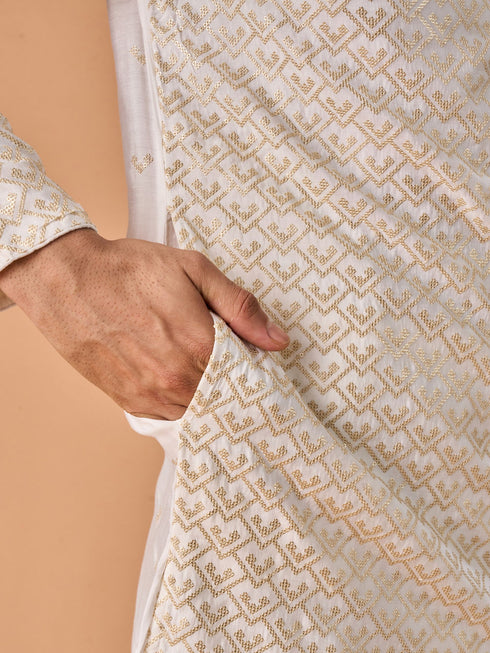 Manyavar Ethereal White Kurta Pajama