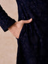 Manyavar Dark Blue Georgette Kurta Pajama