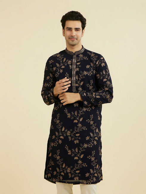 Manyavar Royal Blue Elegance Kurta Churidar