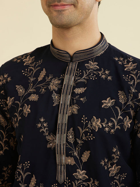 Manyavar Royal Blue Elegance Kurta Churidar