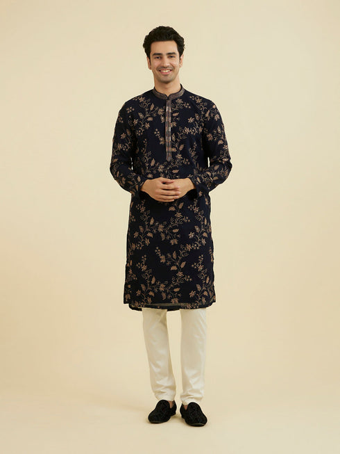 Manyavar Royal Blue Elegance Kurta Churidar