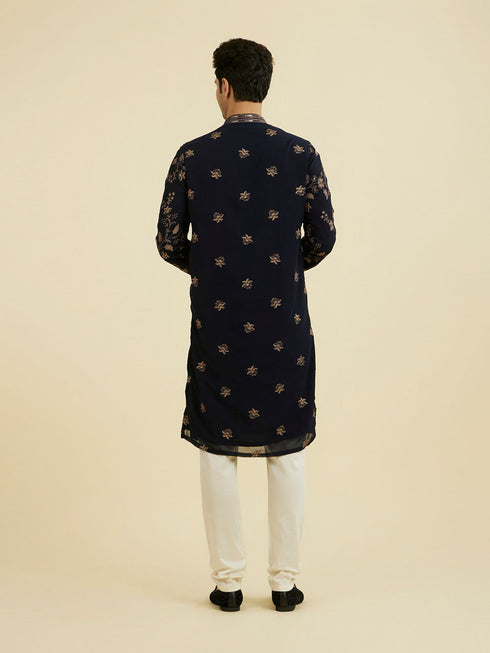 Manyavar Royal Blue Elegance Kurta Churidar