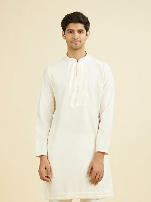Manyavar Cream Elegance Kurta Pant