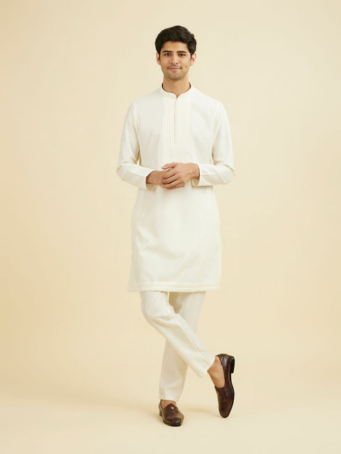 Manyavar Cream Elegance Kurta Pant